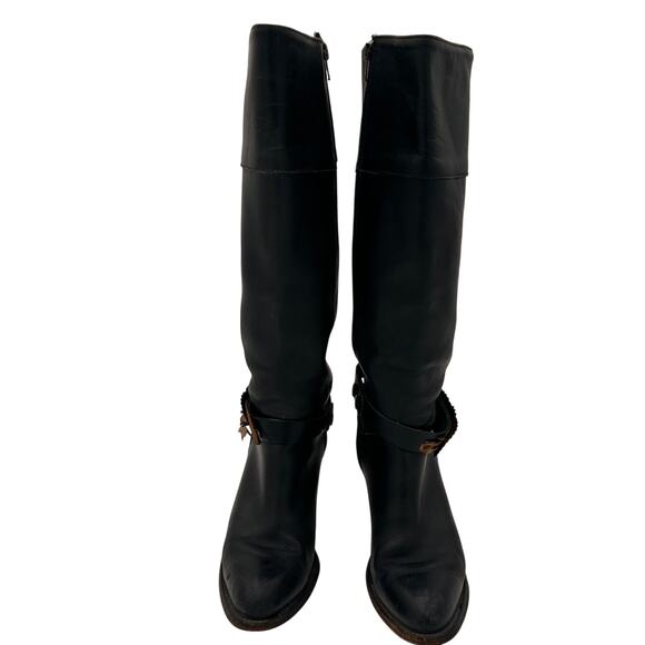 Frye Black Tall Leather Western Boots with Feather Detail Size 6 B - Picture 9 of 10
